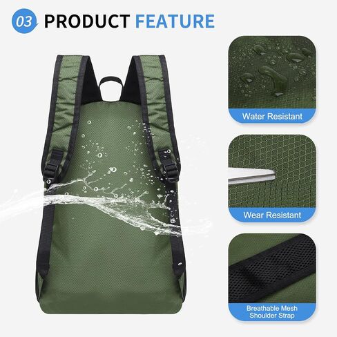 المشي لمسافات طويلة Daypack قابلة للتعبئة ، والتخييم على ظهر حقيبة الظهر مقاومة للمياه بوليستر خفيفة الوزن للرجال النساء يسافرون في الهواء الطلق in Kuwait
