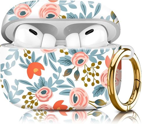 يتوافق مع Airpod Pro 2nd/1st Generation ، حالة صلبة خفيفة الوزن ودائمة مع سلسلة مفاتيح ، غطاء علبة Airpod الأنيق للنساء (لوحة التفتيش الأحمر) in Kuwait
