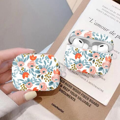 يتوافق مع Airpod Pro 2nd/1st Generation ، حالة صلبة خفيفة الوزن ودائمة مع سلسلة مفاتيح ، غطاء علبة Airpod الأنيق للنساء (لوحة التفتيش الأحمر) in Kuwait