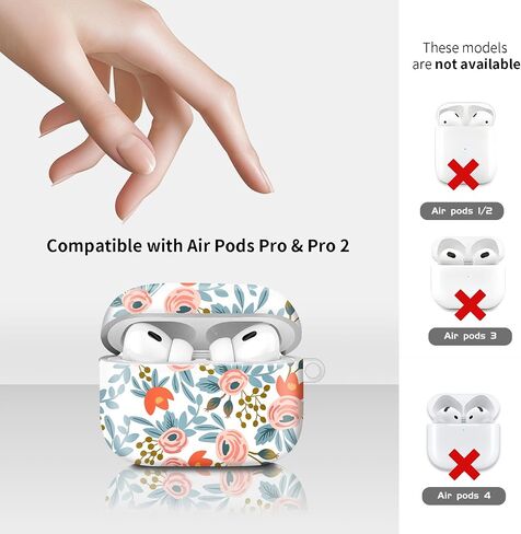 يتوافق مع Airpod Pro 2nd/1st Generation ، حالة صلبة خفيفة الوزن ودائمة مع سلسلة مفاتيح ، غطاء علبة Airpod الأنيق للنساء (لوحة التفتيش الأحمر) in Kuwait