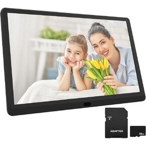إطار الصورة الرقمية 10 بوصة مع بطاقة 32 جيجابايت ، شاشة IPS 1920 × 1080 ، تدعم معاينة الصور ، الفيديو ، موسيقى الخلفية ، التقويم ، المنبه ، الوقت ، التحكم عن بُعد- P100