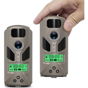 20MP Mini Trail Camera 1080P Hunting Trail Camera with No Glow 940nm Night Vision Motion Activated IP66 Waterproof,80ft Illumination Range Hunting Game Cam for Wildlife Monitoring- Grey-(2 Packs)