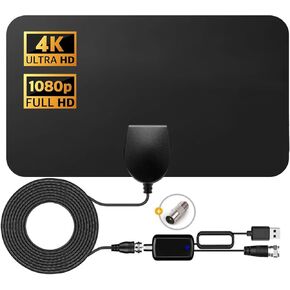 2025 TV Antenna for Smart TV, 450+ Miles Long Range, Supports 4K 8K, 1080p TVs, Indoor/Outdoor, Built-in Amplifier, Crystal Clear Pictures, Easy to Mount, 16ft Coaxial Cable