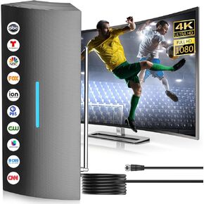 2025 Strongest TV Antenna, 2200+ Miles Range Digital Antenna for Smart TV Indoor/Outdoor with Amplifier, Long Range 360° Reception HD Local Channels Supports 8K, 4K for All TVs - 38ft Coax Cable