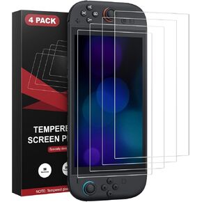 MoKo Tempered Glass Screen Protector for Nintendo Switch 2, 4-Pack 9H Switch 2 Screen Protector, Anti-Scratch, Transparent HD Clear, Ultra-Thin