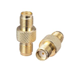 SMA Female to SMA Female Adapter Copper Gold-Plating 50 ohms Coaxial Cable Radio Router WiFi Antenna Walkie-Talkie Mobile Communication Pack of 2