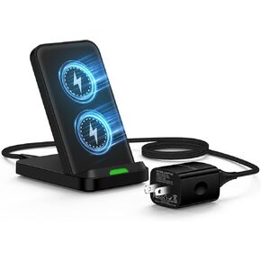 Android Wireless Charger Stand Fast Charging for Google Pixel 9a 9 Pro XL, 8a/7a, 8/7/6 Pro, 15W Wireless Phone Charger Stand Charging Station for Samsung Galaxy S25 Ultra S25+ S24 S23 S22 S21 S20 S10