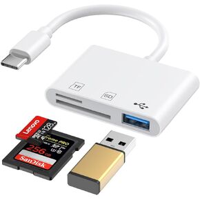 USB C SD Card Reader ، USB-C إلى بطاقة SD لـ iPhone 15 16/iPad/MAC/LAPTOP ، USBC/TYPE C CARMAL ADAPTER لبطاقة الذاكرة Apple iPhone 16 15 ، iPad Pro Air Mini ، MacBook Pro Air ، لـ Samsung Galaxy ، MicroSD