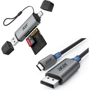 Acer SD Card Reader USB C Bunlbe with USB C to DisplayPort 4K@60Hz Cable 6.6FT