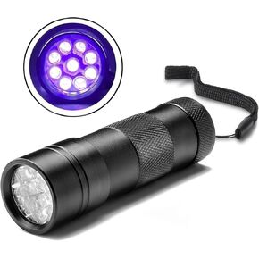 UV Flashlight with AAA Batteries, Pet Pee & Stain Detector, Black Ultra Violet Mini Handheld Light, Spots Invisible Stains, Aluminum Alloy, Multifunctional