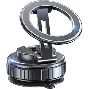 Upgraded Vacuum Magnetic Phone Holder, 90lbs Suction & 2800gf Magnetic Force, for Magsafe Suction Cup Phone Mount, 360° Multi-Angle Adjustment, for All Smartphones & All Car Models