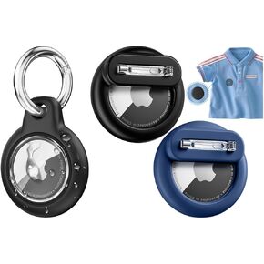 Upgrade Waterproof Airtag Holder with Apple Airtag Keychain, Hard PC Air Tag Case & Air Tags-2 Pack Apple Kids Hidden Case, Soft Silicone Airtag Holder with Safety Pins