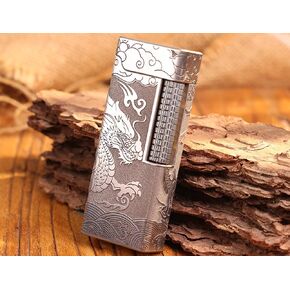 WDMART- TC4 Titanium Mechanical Trench Lighter • Retro Soft Flame Oil Lighter • Cool Open Flame Kerosene Lighters one Click lid Opening • Model：Flame Spirit (JD)