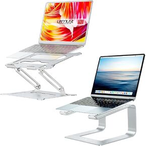Urmust Adjustable Laptop Stand Silver + Detachable Laptop Riser Silver