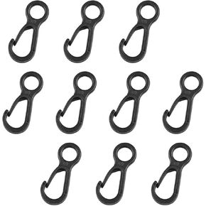 10pcs Black Plastic Snap Clip Carabiner Buckles, Multifunction Outdoor Tent Hooks for Camping, Heavy Duty,Lights Hanging,Accessory and Keychain Carabiners,Sports and Outdoors