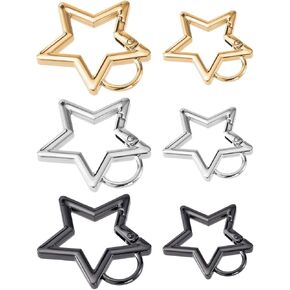Star Carabiner, Shaped Stainless Steel Keychain Clip with Spring Opening, Carabiner Snap Hook Holder, Star Carabiner Hook Clip, Key Holder Carabiner Clip