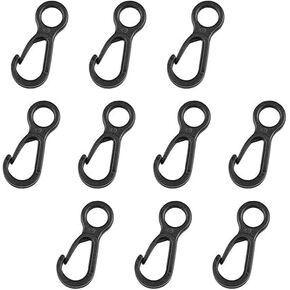 10Pcs Black Plastic Snap Clip Hook Camping Carabiner Buckle Tent Hooks for Lights Hanging to Canopy Outdoor Tent Accessories Multifunction Snap Hook Camping Equipment Tent Buckle Clips Accessories