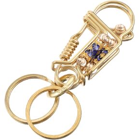 Heavy Duty Carabiner Keychain, Anti-Lost Cool Carabiner Gold Cute Bag Charm Handmade Gold Brass Keychain Clip