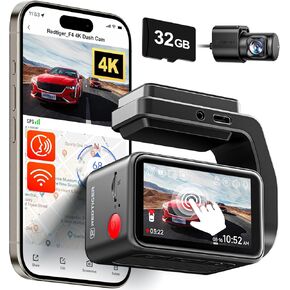 REDTIGER F4 4K Dash Cam Front with in-Car Rear Camera