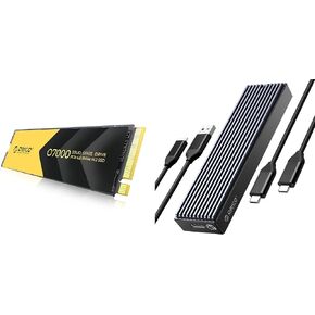 ORICO 2TB NVMe M.2 2280 SSD PCIe 4.0-Up to 7000MB/s + 10Gbps M.2 NVMe SSD Enclosure, USB 3.1 Gen2