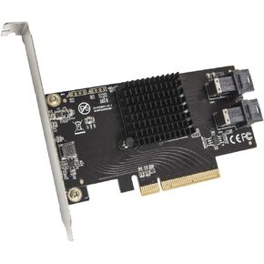 IO CREST U.2 Ports to PCIe 3.0 x8 Bifurcation Riser Controller SFF-8643 to SFF-8639 Cable is Included (SI-PEX40151)