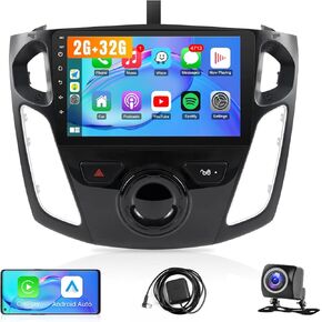Car Stereo Radio for Ford Focus 2012 2013 2014 2015 2016 2017 2018, Wireless Apple CarPlay/Android Auto/WiFi/Mirror Link/GPS Navigation/SWC/Backup Camera/Mic