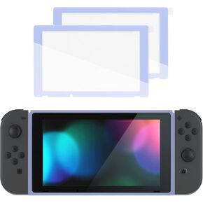 eXtremeRate Light Violet Colorful Border Screen Protector + Replacement Shell Front Frame for Nintendo Switch Console with Volume Up Down Power Buttons - Console NOT Included