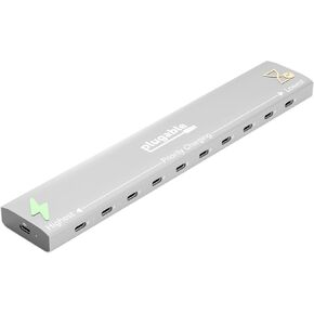Plugable 10 Port USB C Charging Station, Up to 100W Charger for Multiple Devices with Priority Charging, Desktop Power Hub for USBC Devices Including Laptops Phones Tablets Earbuds and More (PS-10CC)