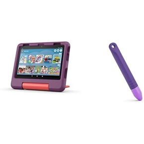 Amazon Fire HD 8 Kids tablet, (32GB, Grape, 2024 release) with Stylus Bundle