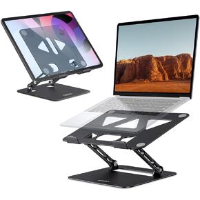 Adjustable Laptop Stand Bundle with Tablet Stand for Desk (Black)