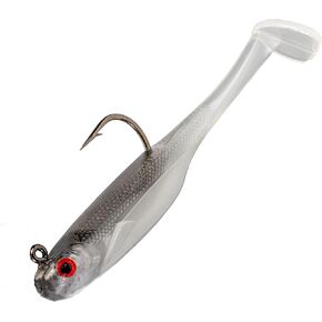 Strike King (SKHM414-151) Homing Minnow Fishing Lure, Pre-Rigged Soft Plastic Swimbait, Optimized for Live Sonar, Realistic Minnow Profile, 4-Inches, 1/4-Ounce, 3/0 Hook, 3-Pack, Ghost Shad