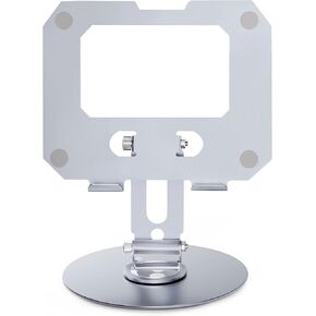 jumper Adjustable Height Tablet Stand with 360° Swivel Base, Portable and Foldable Holder for Tablets, E-Readers, and Phones, Durable Construction, White