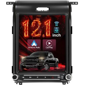 Snapdragon 665 Car Radio for Ford F150 2013-2014,12.1inch Touch Screen with Carplay Android Auto, Head Unit with 8Core CPU,4+64GB,DSP,Bluetooth, 5GWifi/4GLTE, SWC,Mirrorlink