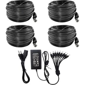 TIGERSECU Security Camera Power Adapter and Cables Bundle