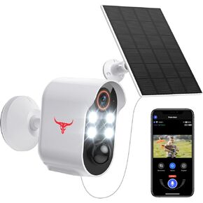 1080P Wireless Security Camera with Solar Panel, 2.4G Wi-Fi, Night Vision, Smart AI Human Detection, PIR Motion Detection, 2-Way Talk, Outdoor Surveillance Bullet Cam, Cloud Storage