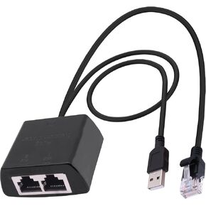 Ethernet Splitter 1 to 2 RJ45 Network 1 Female to 2 Female Ethernet Adapter Converter 100Mbps High Speed 8P8C LAN Divider with USB Power Supply for Cat5/5e/6/7/8 Cable﻿ (1 Female to 2 Female)