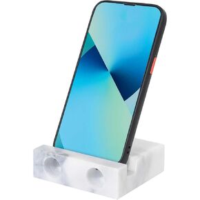 Premium Marble Phone Stand with Sound Amplification, Compatible with Smartphones and Tablets, Durable and Sturdy, Perfect for Home, Office, and Travel（White02）