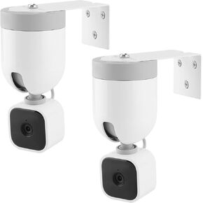 Solid Aluminum Alloy Mount for Blink Mini Pan-Tilt Camera – No Drill Installation, Adjustable Bracket with Self-Adhesive Tape, Universal Wall/Ceiling/Desk Mount (2 Pack, White)
