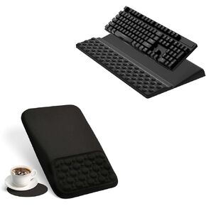Ospelelf Keyboard Wrist Rest Pad with Ergonomic Mousepad Solid Black