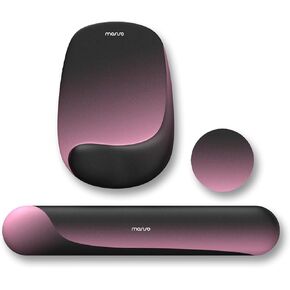 MOSISO Wrist Rest Support for Mouse Pad&Keyboard Set, Ergonomic Mousepad&Coaster Non-Slip Base Home/Office Pain Relief&Easy Typing Pad with Raised Fishtail Concave Curved Memory Foam, Purple