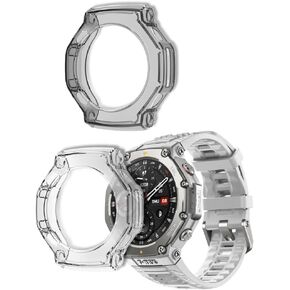 Screen Protector Case Compatible for Amazfit T-Rex 3, Smartwatch Cases TPU Soft Frame Cover (Pack of 2) [Case Not Screen Protector]