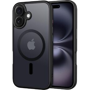 CACOE Magnetic Case for iPhone 16 6.1 inch, Compatible with MagSafe, Thin Slim Fit Anti-Fingerprint Shockproof Bumper TPU Protective Cover for Women Men Girls(Matte Black)