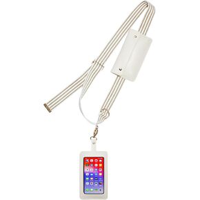 Phone Lanyard Crossbody with 2 Pouches - Utility Phone Strap Lanyard, Universal Adjustable Lanyard for Phone Up to 6.7 Inches (Beige), Standard