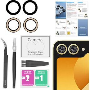 2 Pack for Samsung Galaxy Z Flip 6 Back Rear Camera Lens Glass Replacement with [Camera Lens Protector]+ Pre-Installed Adhesive Include Repair Tool Set+Installation Manual