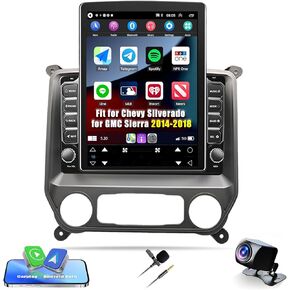 2G+32G Android 14 Car Stereo 9.7inch Touchscreen Car Radio Built-in Carplay/Android Auto Support Bluetooth SWC GPS WiFi Backup Camera Fit for Silverado Sierra 2014-2018