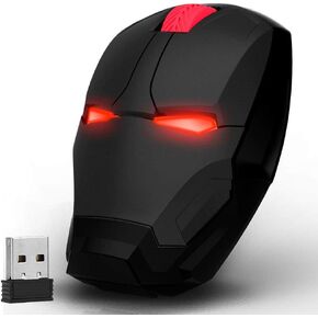 Iron Man Mouse Wireless 2.4G Portable Mobile Computer Click Silent Mouse Optical Mice with USB Receiver for Notebook PC Laptop Mac Book(Black)