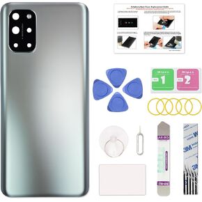 GREEN FUSION Compatible with OnePlus 8T Back Cover Replacement, OnePlus 8T Back Housing Door with Pre-Installed Camera Lens, Repair Tools & Instruction, Lunar Silver