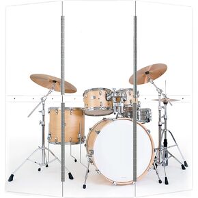 Portable Drum Shield (4 panels with deflectors). 4 panels-2ft x 5ft.Acrylic panels with stainless steel hinges and deflectors. Suitable for practice and performance.