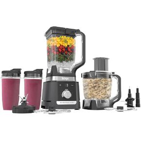 Ninja CO905KS Deluxe Kitchen System, 1600 WP Auto-IQ Base, 88-oz. Picther, 9-cup Deluxe Food Processor, (2) 24-oz. Single-Serve Cups (Renewed)