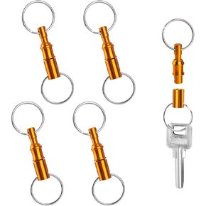 4pcs Quick Release Keychain, Iron Brass Alloy Detachable Keychain Pull Apart Key Chain Quick Release Key Ring Snap Separate Detachable Key Ring Quick Disconnect Keychain (Yellow)